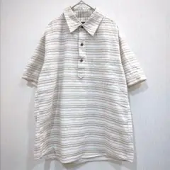 Eddie Bauer　ポロシャツ　Ｓ　半袖　ボーダー リネンコットン