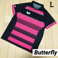 バタフライ 卓球 ユニフォーム ゲームシャツ L 黒 濃ピンク