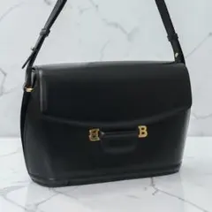 美品 BALLY バリー ショルダーバッグ カーフレザー Bロゴ ゴールド金具
