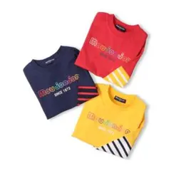 moujonjon 袖ボーダーロゴロンT