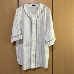 ベースボールＴシャツ 半袖　白　ピンストライプ
