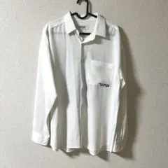 美品☆メンズ シャツ シンプル ロゴ 薄手 ホワイト 無地