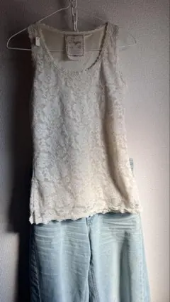 アイボリー レース タンクトップ