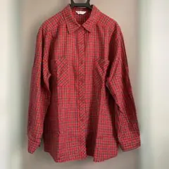 赤チェック/長袖/シャツ/LL
