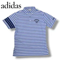 【adidas】ボーダー柄 ボタンダウン　ポロシャツ　Mサイズ　メンズ　ゴルフ