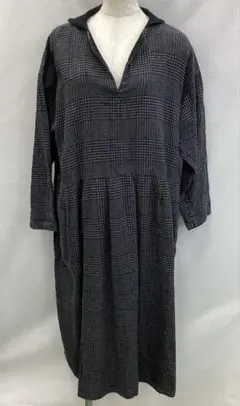 T889KレディースロングワンピースグレーF秋冬チェックサマンサモスモス1/16