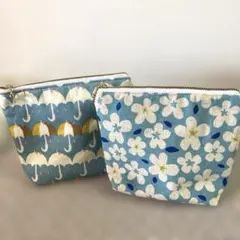 ポーチ2個セット　水色系