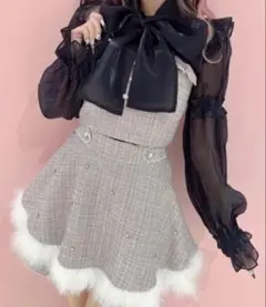 ポンチョ ブラック 量産型 アンクルージュ うさちゃんニットポンチョ