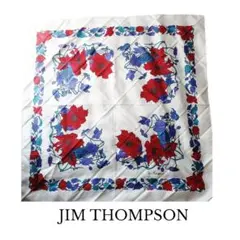 JIM THOMPSON タイシルク 大判スカーフ 花柄 87×87