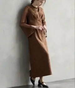 AIMER チュールブラウス付Vネックジャカードタイトパーティードレス