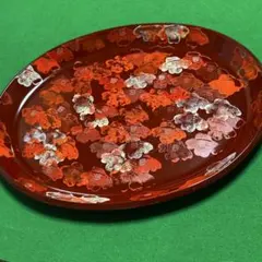 漆器　うるし手塗り　お盆　楕円形　椿模様　大型