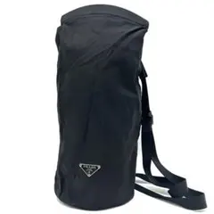 【良品！✨】PRADAプラダ ショルダーバッグ 三角ロゴ 筒形 ブラック