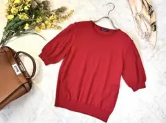 RagOut ラグアウト 半袖 ニット セーター 赤 レッド パフスリーブ