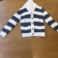 フワフワ白グレー ストライプルームウェア