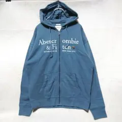 アバクロンビーアンドフィッチ 刺繍ロゴ ジップパーカー (M) 裏起毛