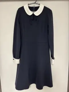 組曲 ネイビー ホワイト 襟 リボン フォーマル ワンピース 受験卒業式入学式