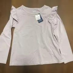 新品タグ付き Tシャツ 紫　フリル　長袖　120 ロンT 春　夏