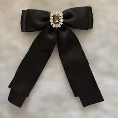 Hand Made】レースリボンバレッタ ブラック ヘアクリップ 即購入