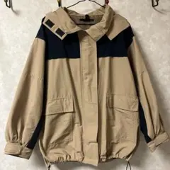 Heather マウンテンパーカー バイカラー ベージュ×ネイビー インナーなし