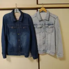 デニム風ジャケット✕2着（デニムブルー、スカイブルー）