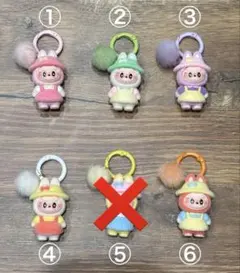 【５個セット】ラブブミニフィギュアキーホルダー バッグチャーム　ふわふわ付き