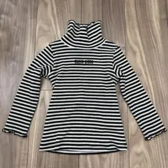 メゾピアノ ボーダー リブ タートルネック 長袖 カットソー ロンT 90 美品