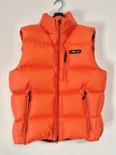 ラルフローレンRLX ダウンベスト　蛍光オレンジ　Mサイズ　隠しフード付き　古着