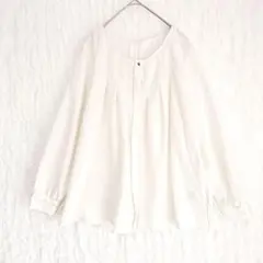 ザショップティーケー ブラウス ピンタック ノーカラー オフホワイト M 清楚系のサムネイル