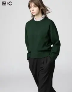 UNIQLO スムースコットンクルーネックセーター　グリーン　Mサイズ