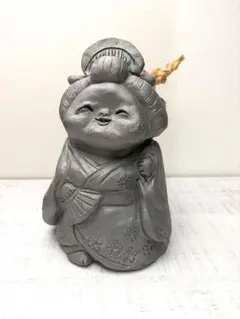 【値下中】いぶし焼　おかめ土鈴（大）d16