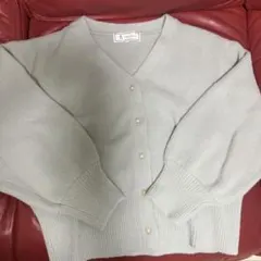 ライトグレー Vネック 長袖カーディガン L
