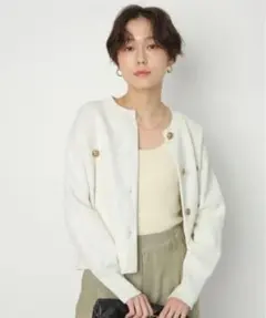 【Arpege story】金ボタンニットジャケット　白