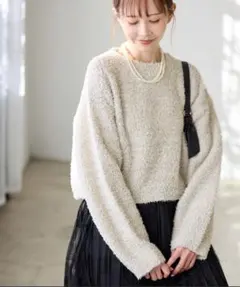 スパンコール混リボンヤーンニットプルオーバー