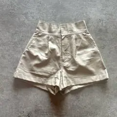 K1703 GRL ショートパンツ ガーリー 合皮 ハイウエスト L ベージュ