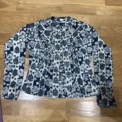 45RPM、インディゴ花模様シャツ