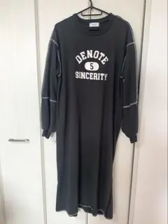 長袖　英字ロゴ　ワンピース　ゆったりめ　M