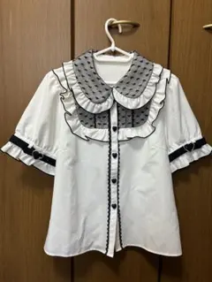 DearMyLove 夢展望 ハートドットチュール重ねバックルブラウスのサムネイル