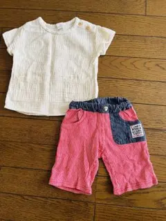 sale⑧Tシャツ 80 パンツ　上下セット　2枚　まとめ売りムージョンジョン