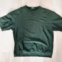 半袖スウェット ダークグリーン クルーネック 無地