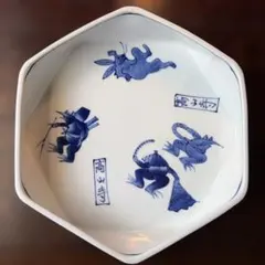 角皿 変形皿 四角 四弁花 染付 色絵 蝶々 朝顔 夕顔 訳あり 欠け 古