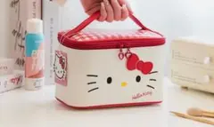 ハローキティ バニティポーチ メイクポーチ ギンガムチェック 大容量 新品