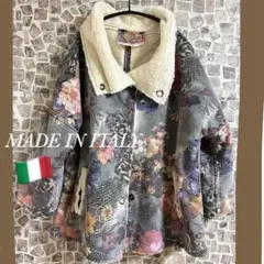 イタリア製 ヴィンテージ 花柄 ボアジャケット