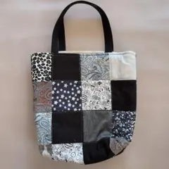 パッチワークデザインハンドメイド トートバッグ
