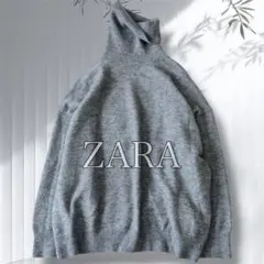 ZARA ザラ アルパカ混 ゆったり タートルネックニット ニット グレー M