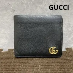 グッチ GUCCI 428725 GGマーモント レザー 二つ折り財布 ブラック