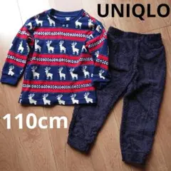 UNIQLO ユニクロ　トナカイ　フリース　パジャマ 110　紺　冬物　寝間着