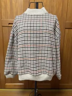 ハウンドトゥース柄オーバーサイズニット