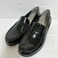 fitfit エナメル コインローファー 24.5cm fitForm ブラック