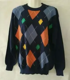 ユナイテッド　カラーズ　オブ　ベネトン　コットンセーター　古着アーガイル柄　Ｍ