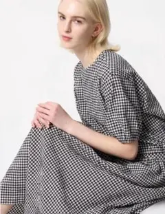 【新品】UNIQLO ユニクロ シアサッカーブラウス ギンガムチェック Lサイズ